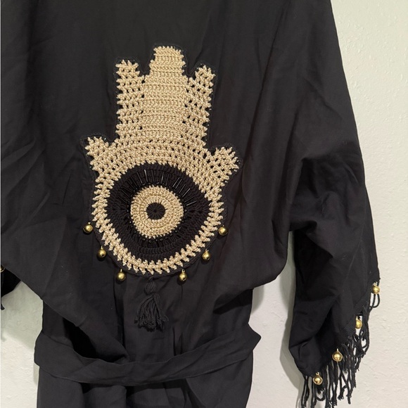 Unique Chic Black Kimono with Fringe - Picture 5 of 7